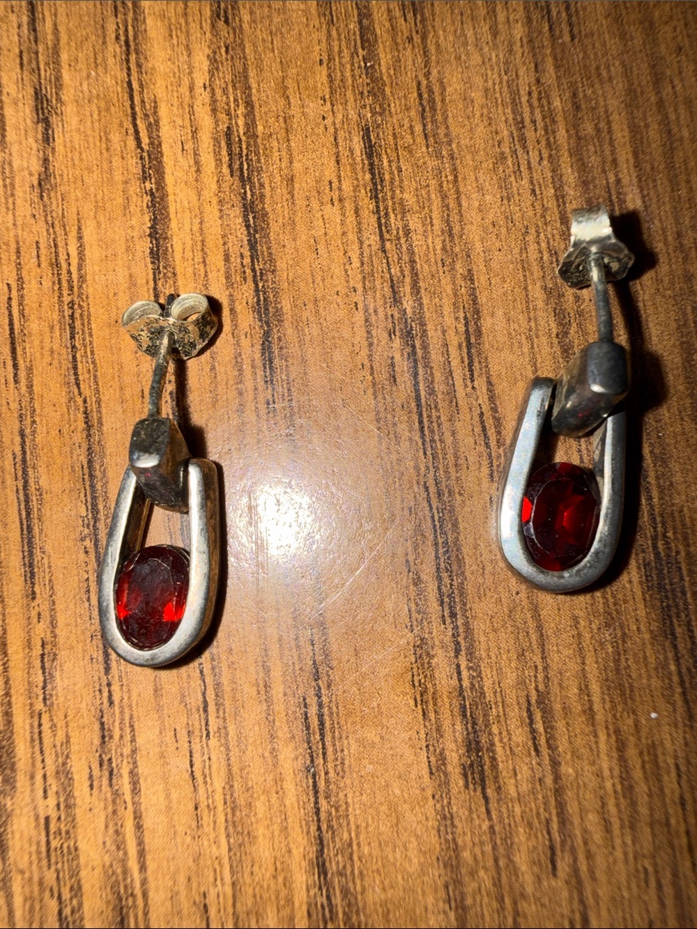 😍925 Vintage Red Gem Drop Earrings